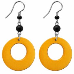 Yellow Wooden Dangle Earrings