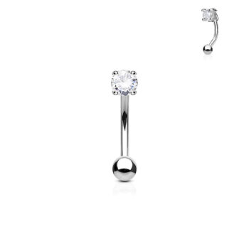 Curved Barbell with 3mm CZ Balls - Image 8