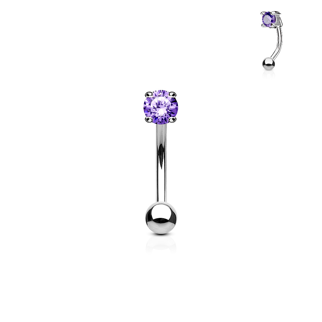 Curved Barbell with 3mm CZ Balls - Image 2