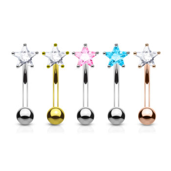 Curved Barbell with 3mm CZ Star