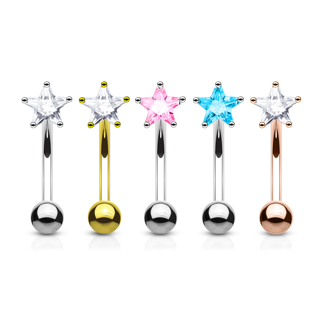 Curved Barbell with 3mm CZ Star