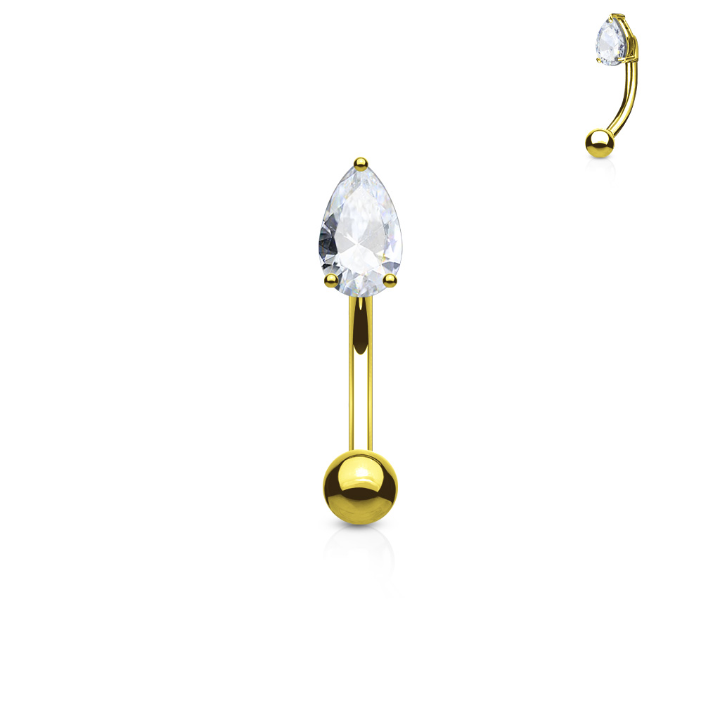 Curved Barbell with a CZ Tear Drop Head - Image 5