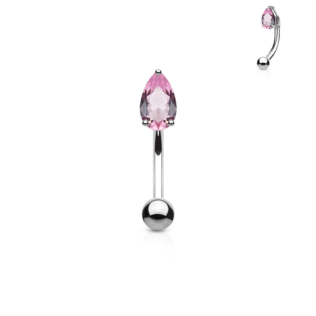 Curved Barbell with a CZ Tear Drop Head - Image 4