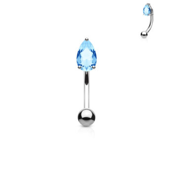 Curved Barbell with a CZ Tear Drop Head - Image 3