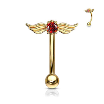 Curved Barbell with Angel Wings and Centred Crystal - Image 4
