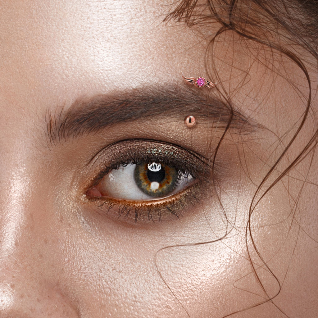 Curved Barbell with Angel Wings and Centred Crystal - Image 6