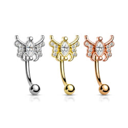 Curved Barbell with Crystal Butterfly