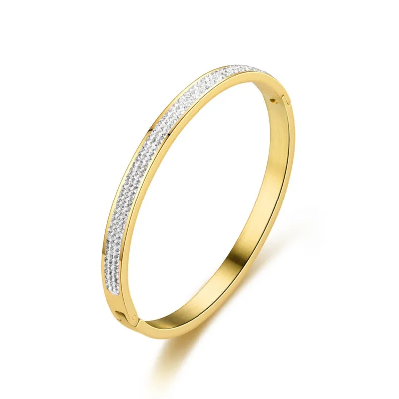 Hinged Bracelet with Clear CZ Gems - Image 2