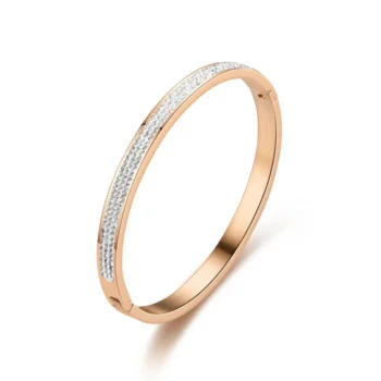 Hinged Bracelet with Clear CZ Gems - Image 3