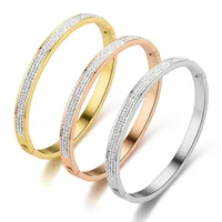 Hinged Bracelet with Clear CZ Gems