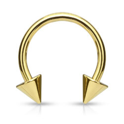 1.2mm Gold Horseshoe with Spike Ends