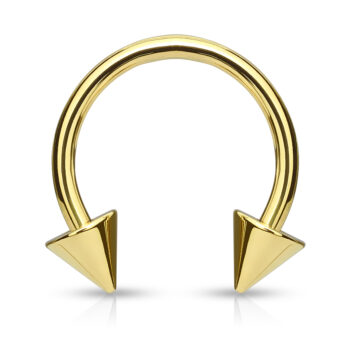 1.2mm Gold Horseshoe with Spike Ends
