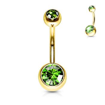 Gold Belly Bar with CZ Gems - Image 9