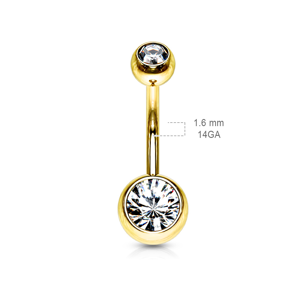 Gold Belly Bar with CZ Gems - Image 3