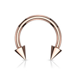 1.2mm Rose Gold Horseshoe with Spike Ends