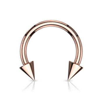1.2mm Rose Gold Horseshoe with Spike Ends