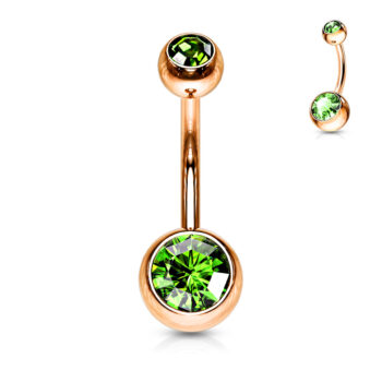 Rose Gold Belly Bar with CZ Gems - Image 7