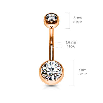 Rose Gold Belly Bar with CZ Gems - Image 12