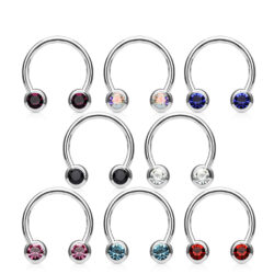 1.2mm Horseshoe Barbell with Front Facing CZ Balls