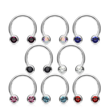 1.6mm Horseshoe Barbell with Front Facing CZ Balls