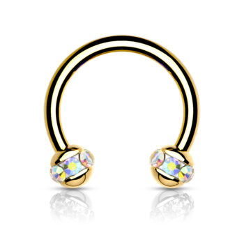 Horseshoe Barbell with Crystals Paved Balls - Image 6