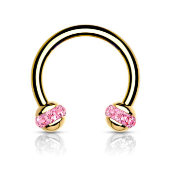 Horseshoe Barbell with Crystals Paved Balls - Image 4