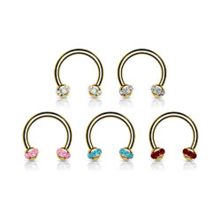 Horseshoe Barbell with Crystals Paved Balls