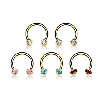 Horseshoe Barbell with Crystals Paved Balls
