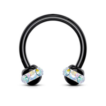 Horseshoe Barbell with Crystals Paved Balls - Image 13