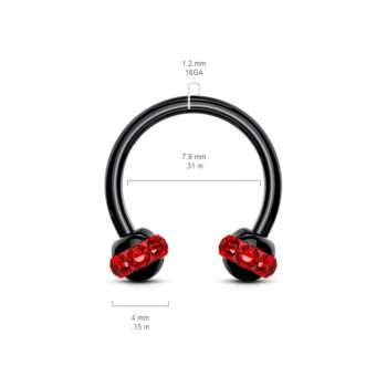 Horseshoe Barbell with Crystals Paved Balls - Image 8