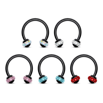 Horseshoe Barbell with Crystals Paved Balls - Image 7