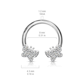Horseshoe with Paved CZ Butterfly Ends - Image 3
