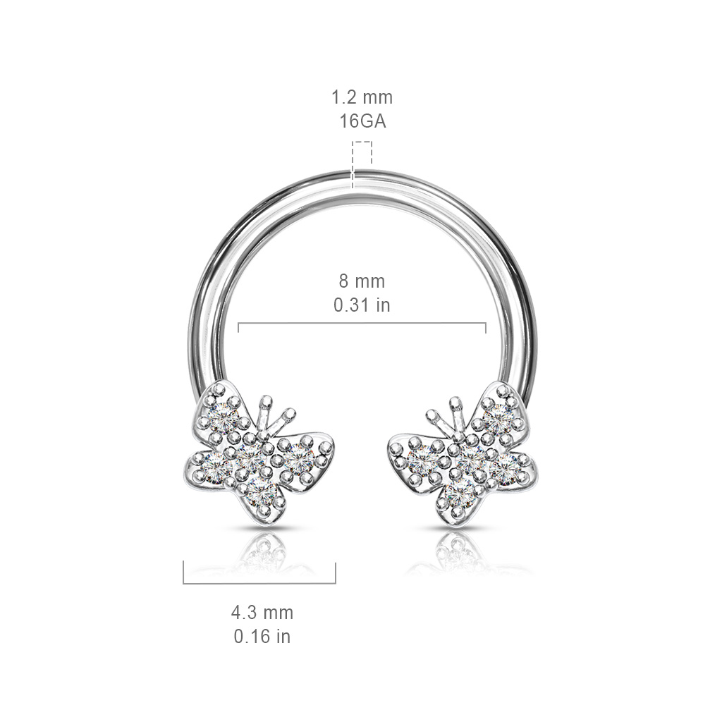 Horseshoe with Paved CZ Butterfly Ends - Image 3