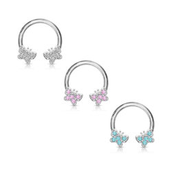 Horseshoe with Paved CZ Butterfly Ends