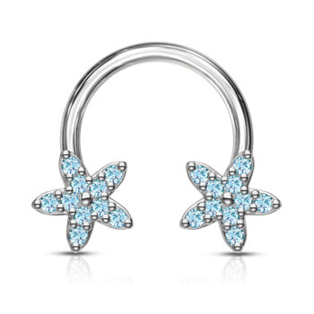 Horseshoe with CZ Flower Ends - Ring Size 8mm - Image 5