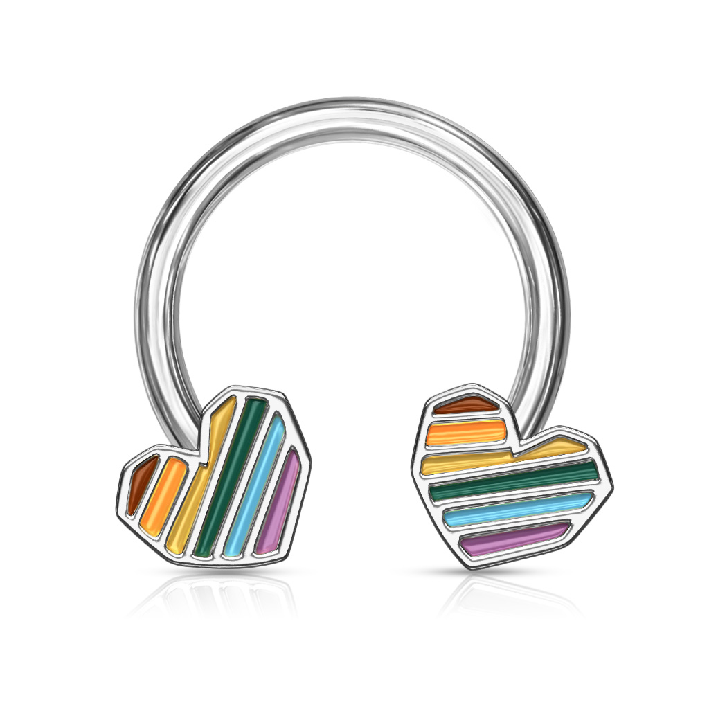 Horseshoe with Rainbow Striped Heart Ends - Image 4