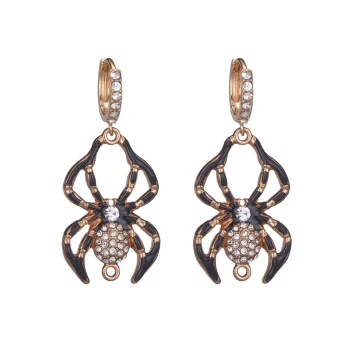 Sparking Spider Dangle Earrings with clear cz gems
