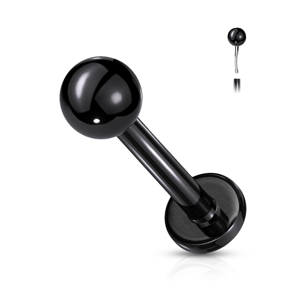 Black Labret with a Threadless Push in Top Ball