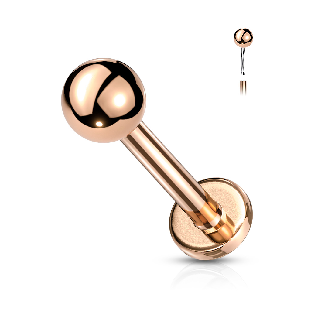 Rose Gold Labret with a Threadless Push in Top Ball