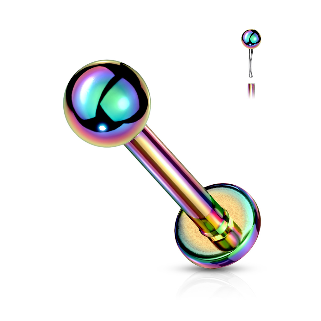 Rainbow Labret with a Threadless Push in Top Ball