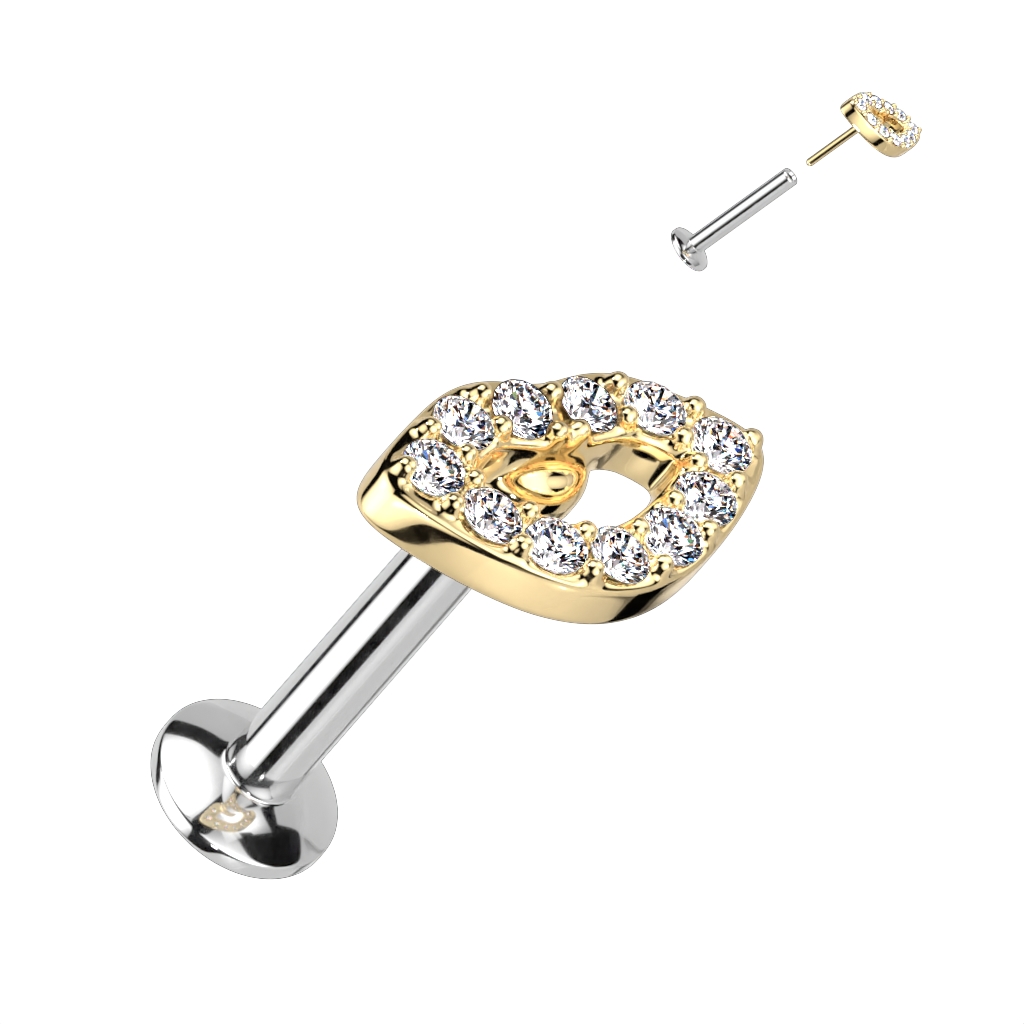 Threadless Labret with Clear CZ Pave Lip - Image 3