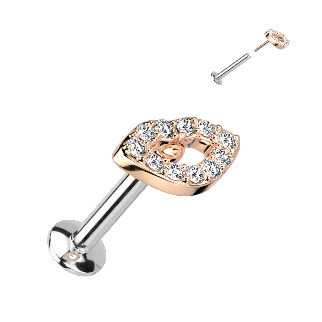 Threadless Labret with Clear CZ Pave Lip - Image 2