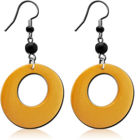 Yellow Wooden Dangle Earrings