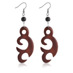 Carved Wooden Dangle Earrings
