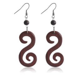 Wooden Swirl Dangle Earrings