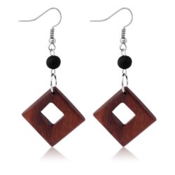 Square Wooden Dangle Earrings