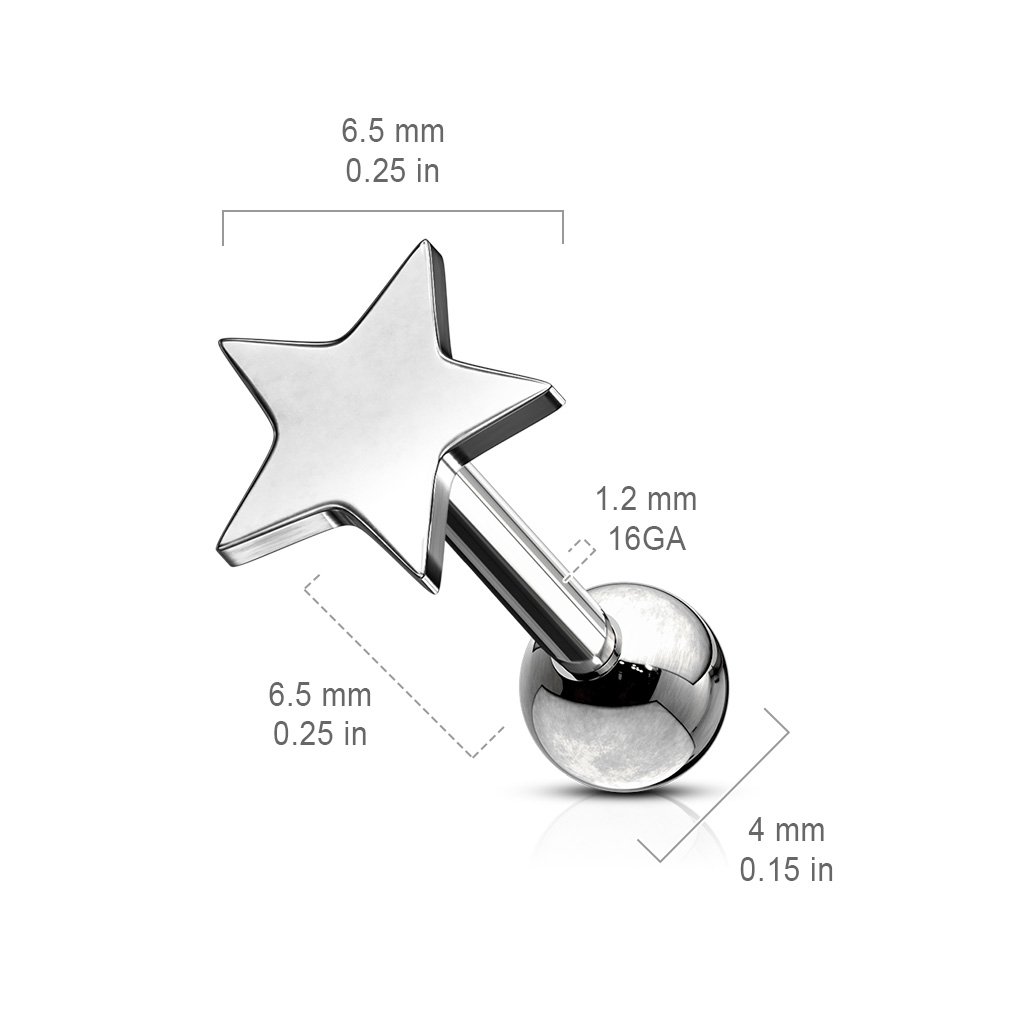 Star Cartilage Barbell - Image 3