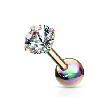 Cartilage Barbell with 4mm Clear CZ Gem - Image 5