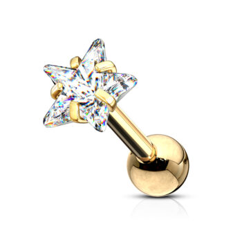 Cartilage Barbell with 4mm Clear CZ Star Gem - Image 5