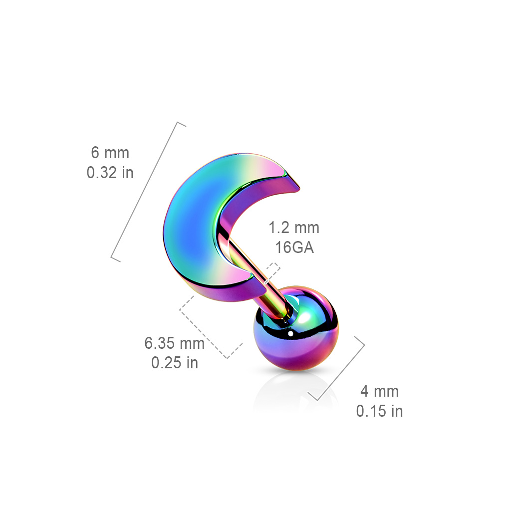Crescent Moon Cartilage Barbell - Image 4
